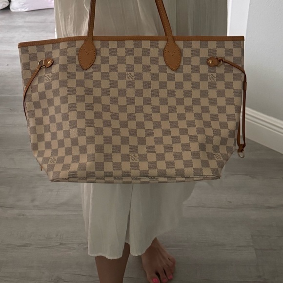 Louis Vuitton white Neverfull Damier MM canvas tote - Picture 10 of 14